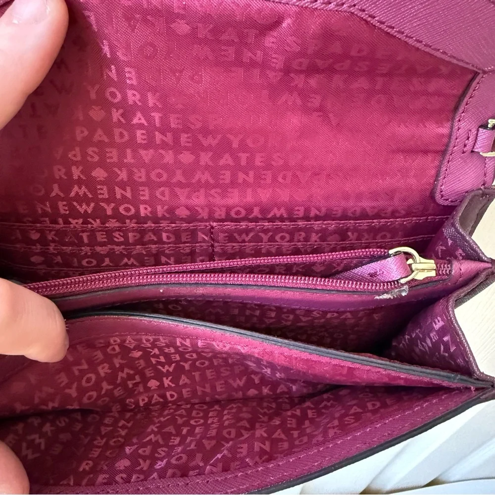 Kate Spade Crossbody Envelope Purse Burgundy Plumberry Removable Strap